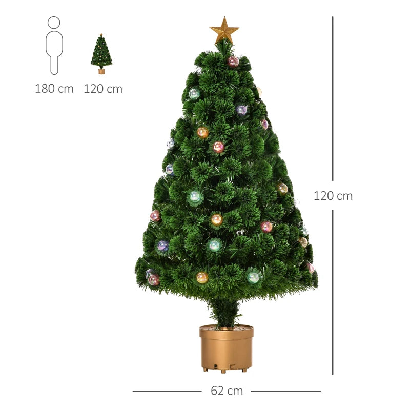 4FT Green Pre-lit Christmas Tree with Fibre Optics and Baubles