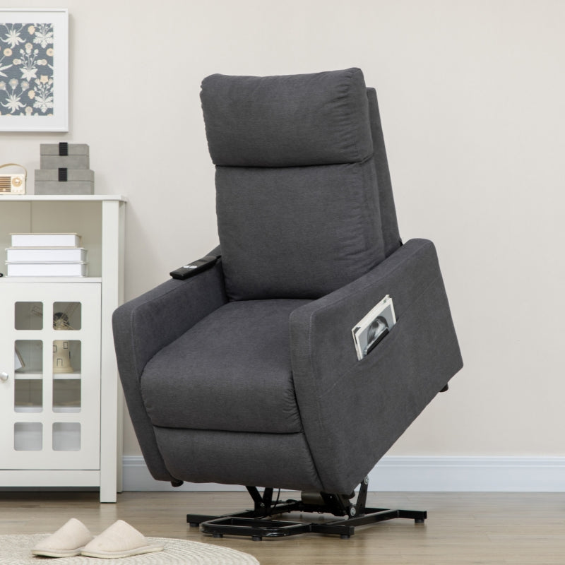 Grey Fabric Power Lift Recliner Chair for Elderly with Remote Control