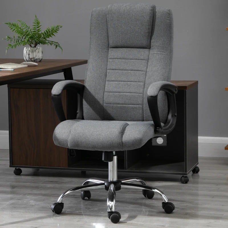 Grey Linen Swivel Office Chair with Adjustable Height