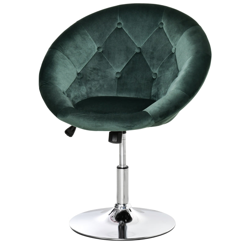 Green Velvet Swivel Vanity Chair with Adjustable Height