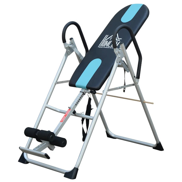 Black Foldable Gravity Inversion Table for Back Therapy and Home Fitness