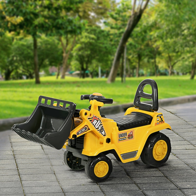 3-in-1 Yellow Ride-On Bulldozer Toy