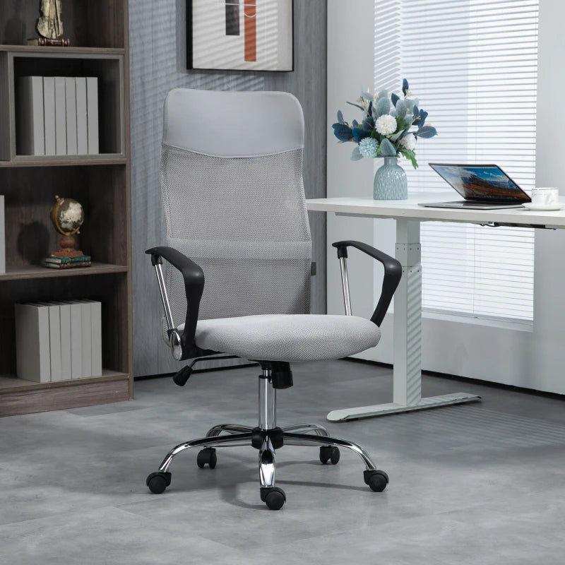 Light Grey Ergonomic Mesh Office Chair with Adjustable Height & Tilt