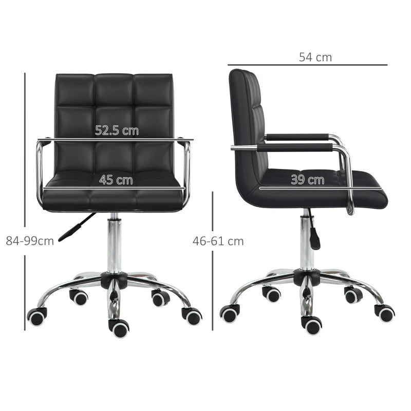 Black PU Leather Swivel Office Chair with Adjustable Height and Armrest