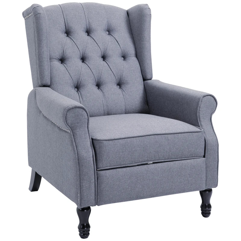 Light Grey Reclining Wingback Armchair with Footrest