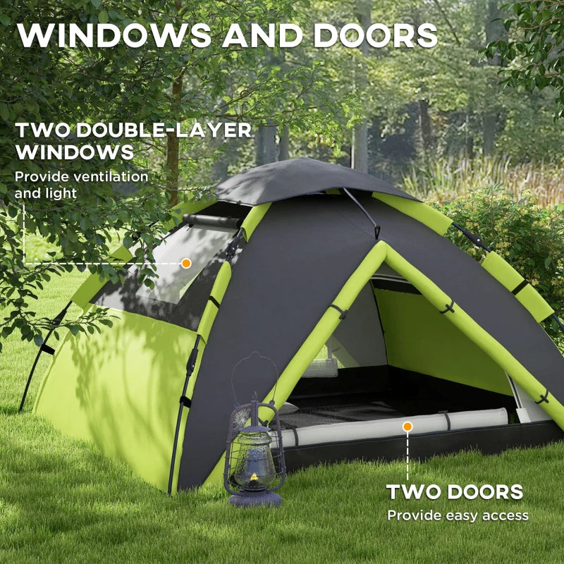 Green Two-Person Camping Tent with Accessories