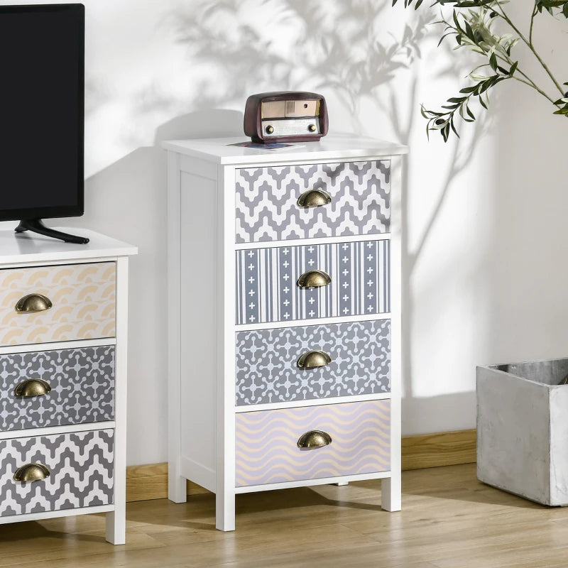 Modern White 4-Drawer Dresser with Metal Handles