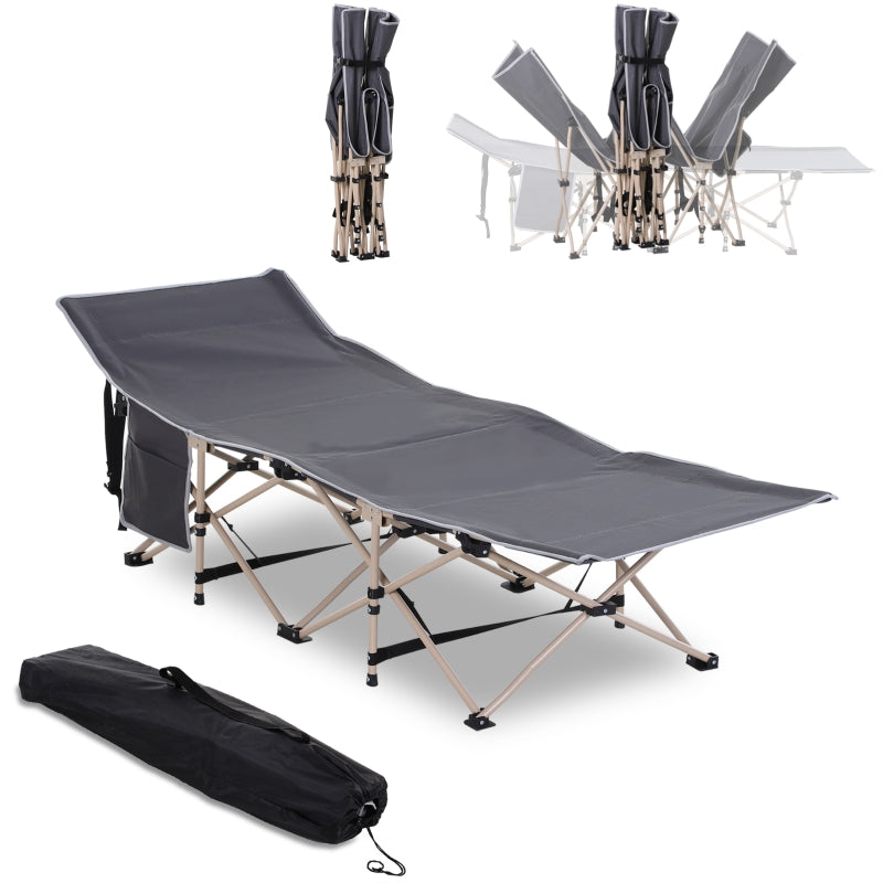 Grey Portable Camping Cot with Carry Bag