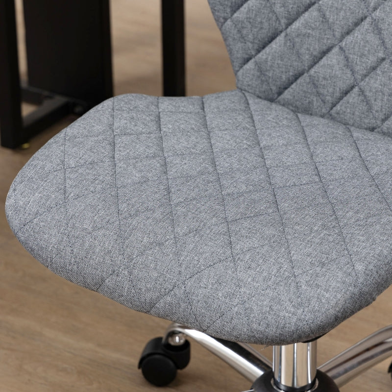 Grey Linen Fabric Swivel Desk Chair with Adjustable Height