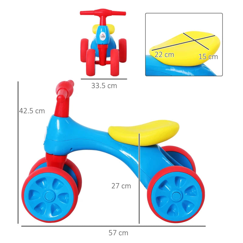 Blue Red Baby Balance Bike with Storage Bin