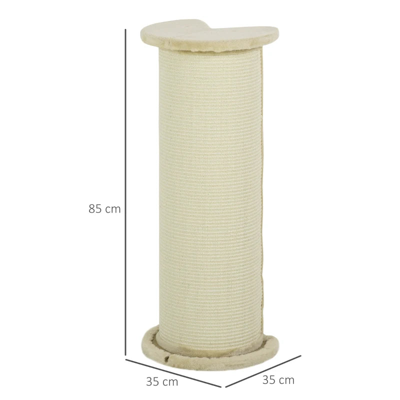 Beige 85cm Cat Scratching Post with Sisal Rope & Plush