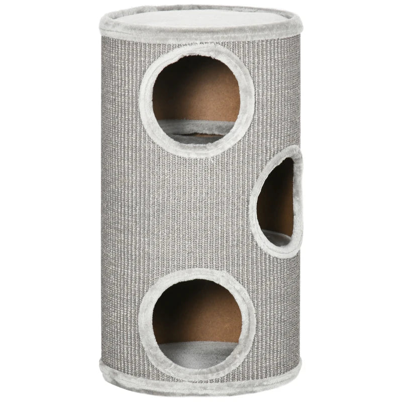 Light Grey Cat Climbing Frame with Sisal Cover and Cozy Platform