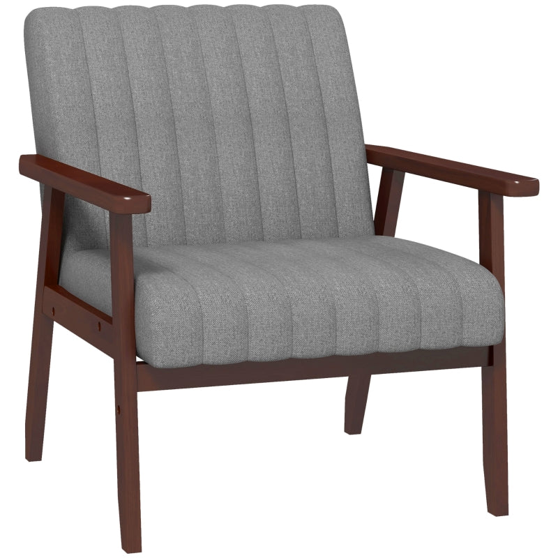 Grey Mid Century Accent Chair with Wooden Legs