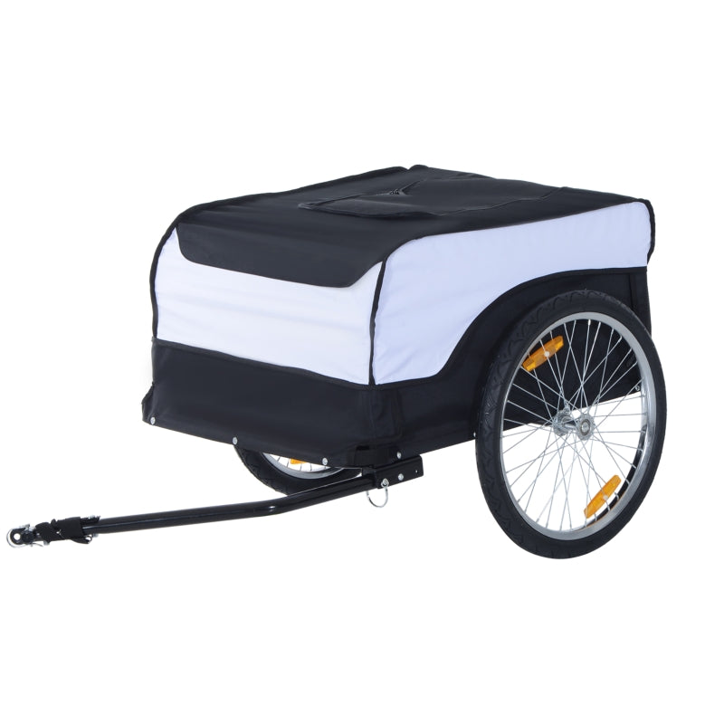 Steel Frame Bike Trailer Cargo Carrier with Removable Cover (White/Black)