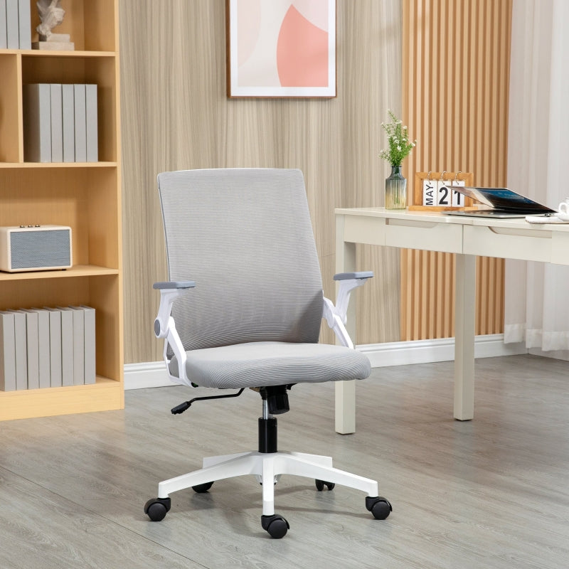 Grey Mesh Office Chair with Lumbar Support & Swivel Wheels