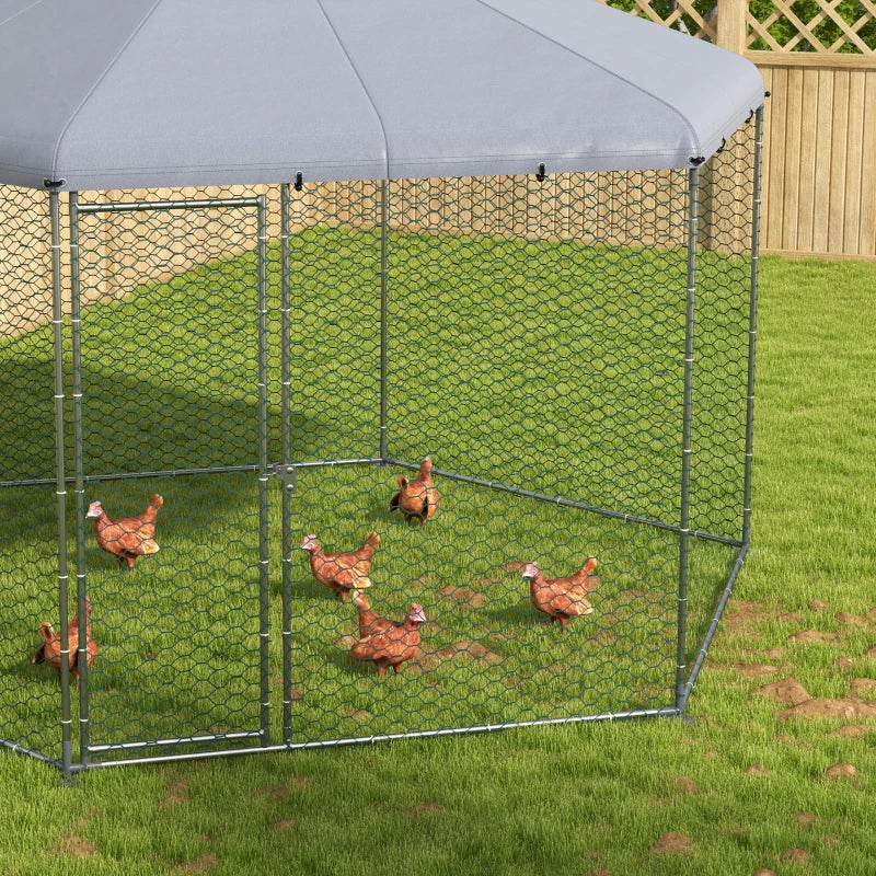 Large Outdoor Chicken Coop and Run for 10-15 Animals, 4x3.5x2.6m, Green