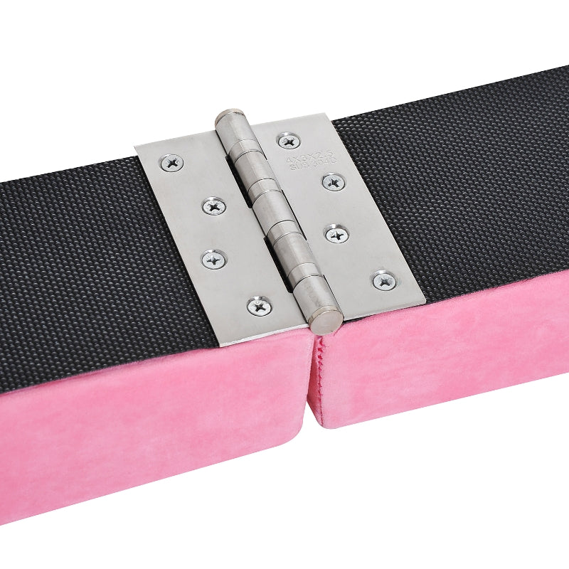 Pink Suede Upholstered Wooden Folding Balance Beam