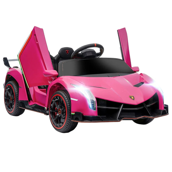Pink Licensed Electric Ride-On Car with Remote Control, Music, and Horn