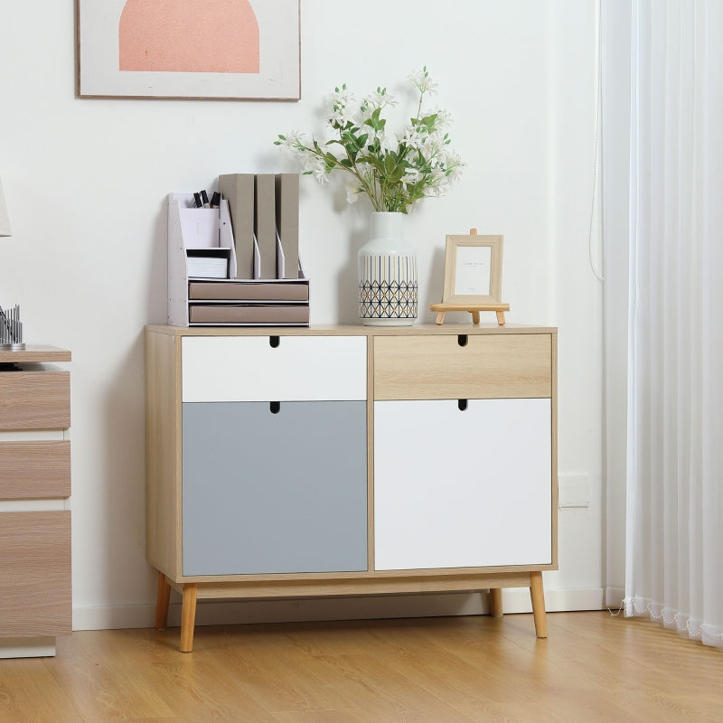 Multicoloured Kitchen Sideboard with Drawers and Cupboards, 100x40x79.5cm