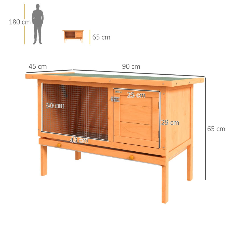 Small Outdoor Rabbit Hutch - Grey, 90 x 45 x 65cm