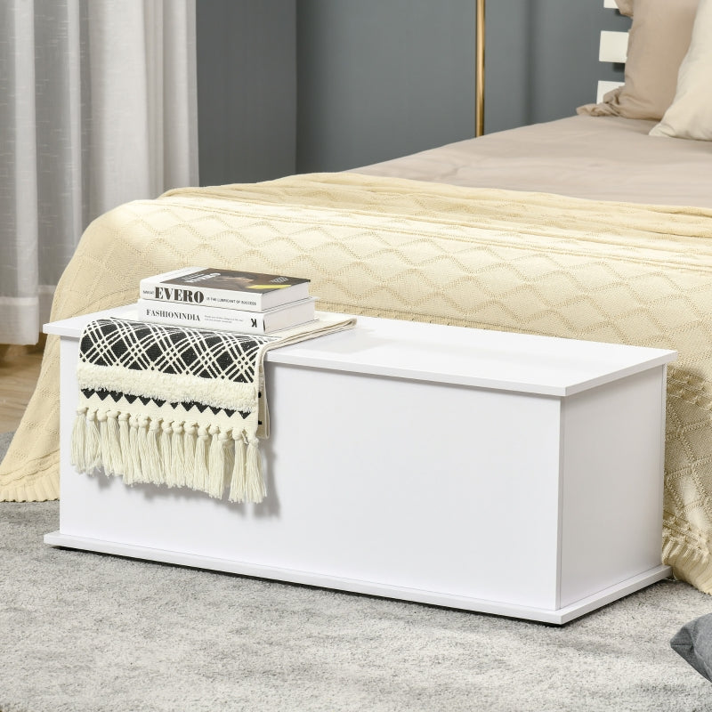 White Wooden Storage Bench with Lid