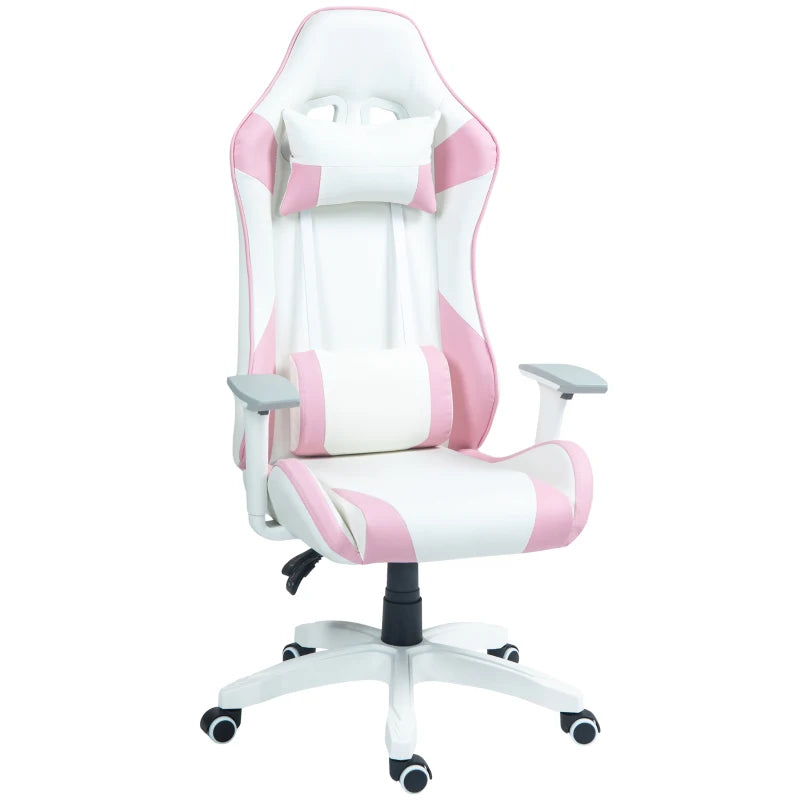 Colour Block Gaming Chair - Pink/White Faux Leather, 135° Recline