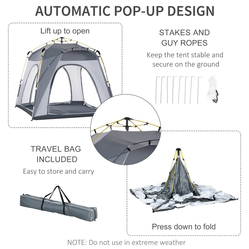 4-Person Light Grey Pop-Up Camping Tent