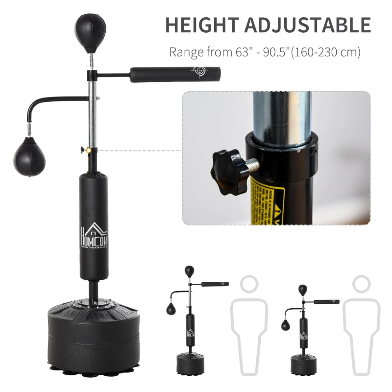 Adjustable Height Freestanding Boxing Punching Bag Stand with Speed Balls - Black