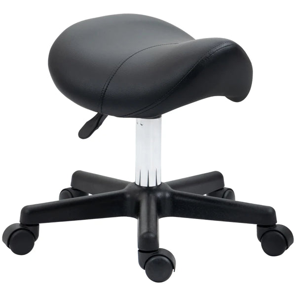 Black Adjustable Saddle Stool for Salon, Massage, Spa, Beauty - PU Leather