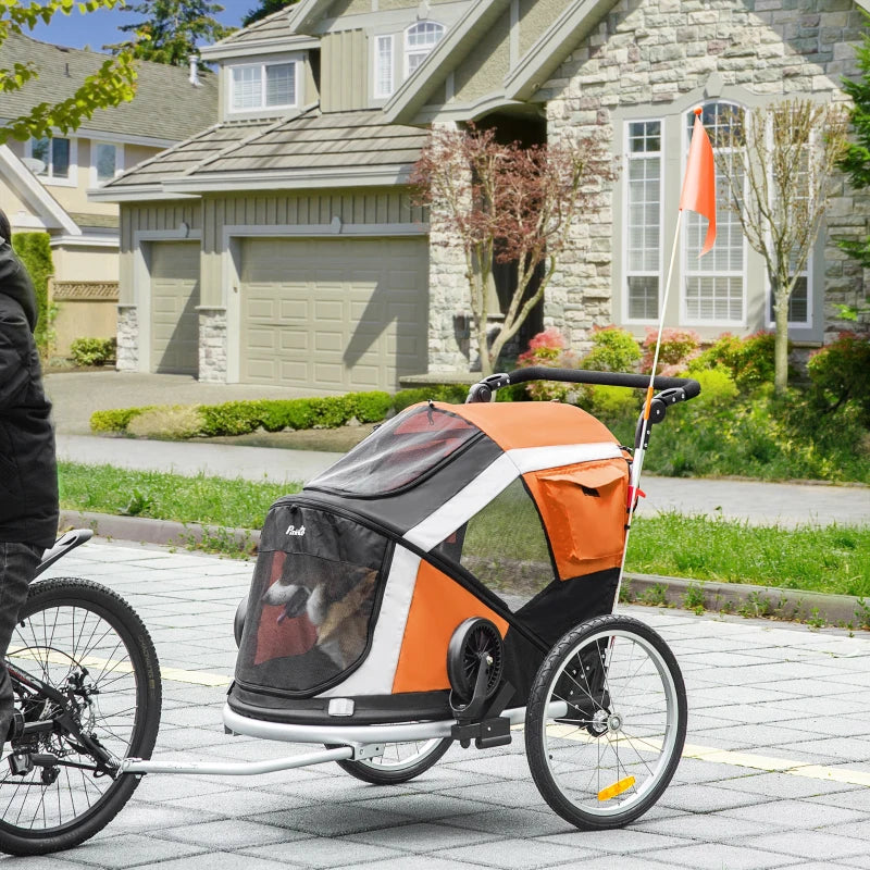 Orange Dog Bike Trailer & Stroller for Large Dogs