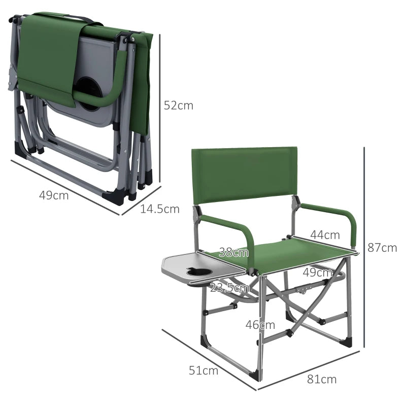 Green Folding Camping Chair with Side Table