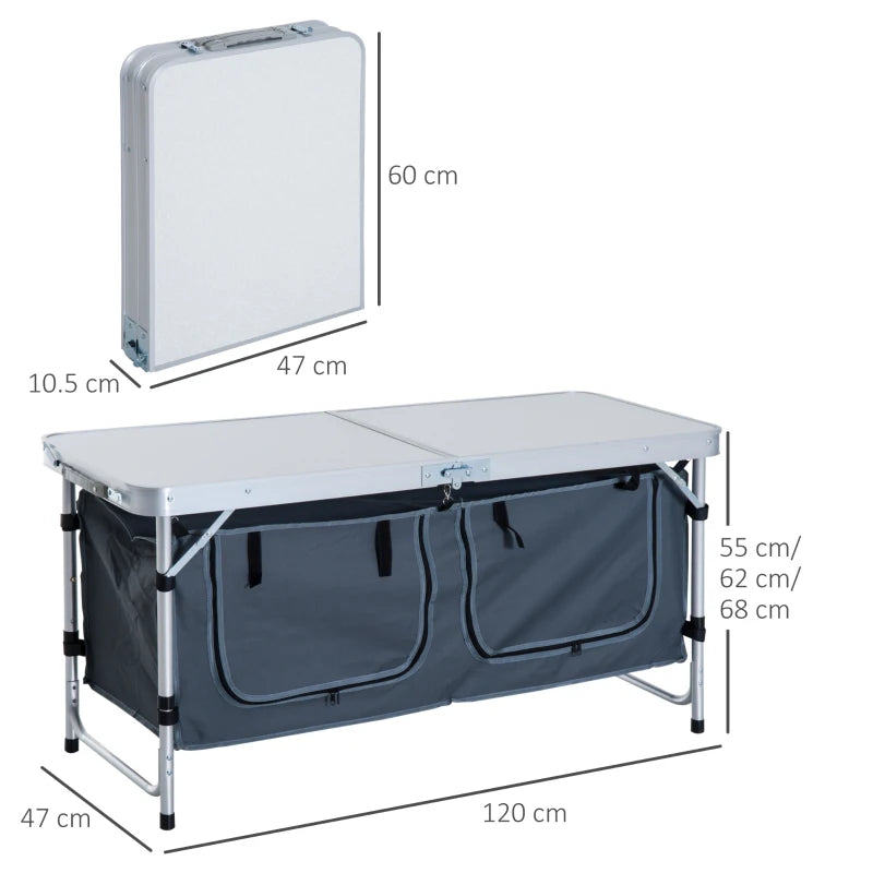 Adjustable Aluminum Picnic Table in Pebbles White