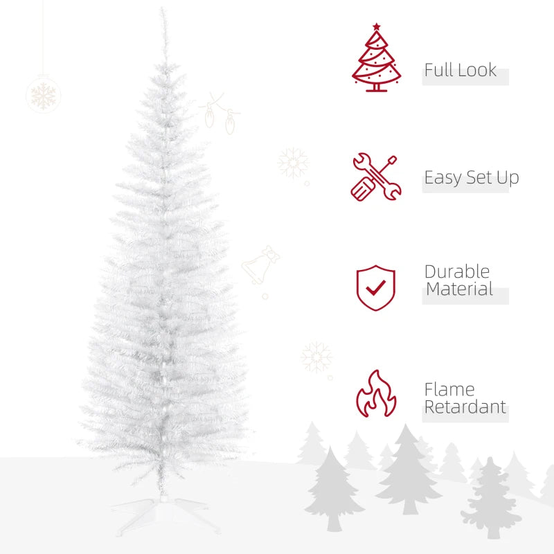 5ft White Pencil Slim Artificial Christmas Tree with Stand