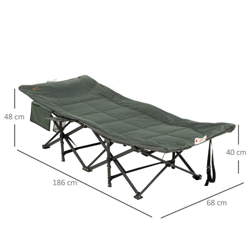 Grey Padded Foldable Sun Lounger with Carry Bag and Cup Holder