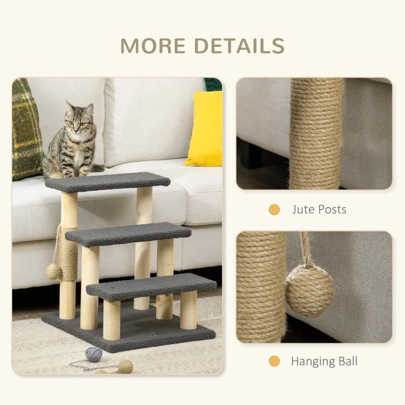 Grey 48cm Cat Tree with Toy Ball and Scratching Post