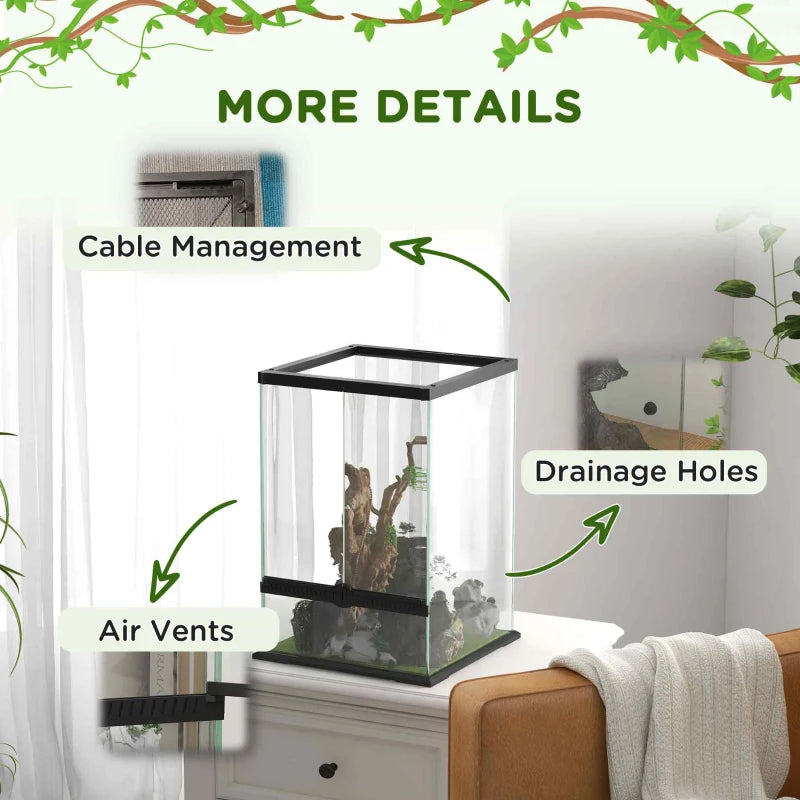 40L Reptile Vivarium with Anti-Escape Design and Ventilation - Ideal for Lizards, Frogs, Snakes, Turtles, Tortoises