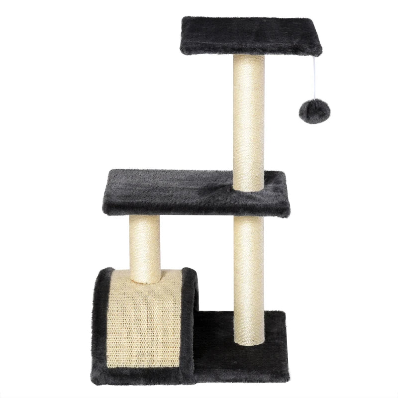 Black 72cm Cat Tree with Scratching Post and Pad for Indoor Cats