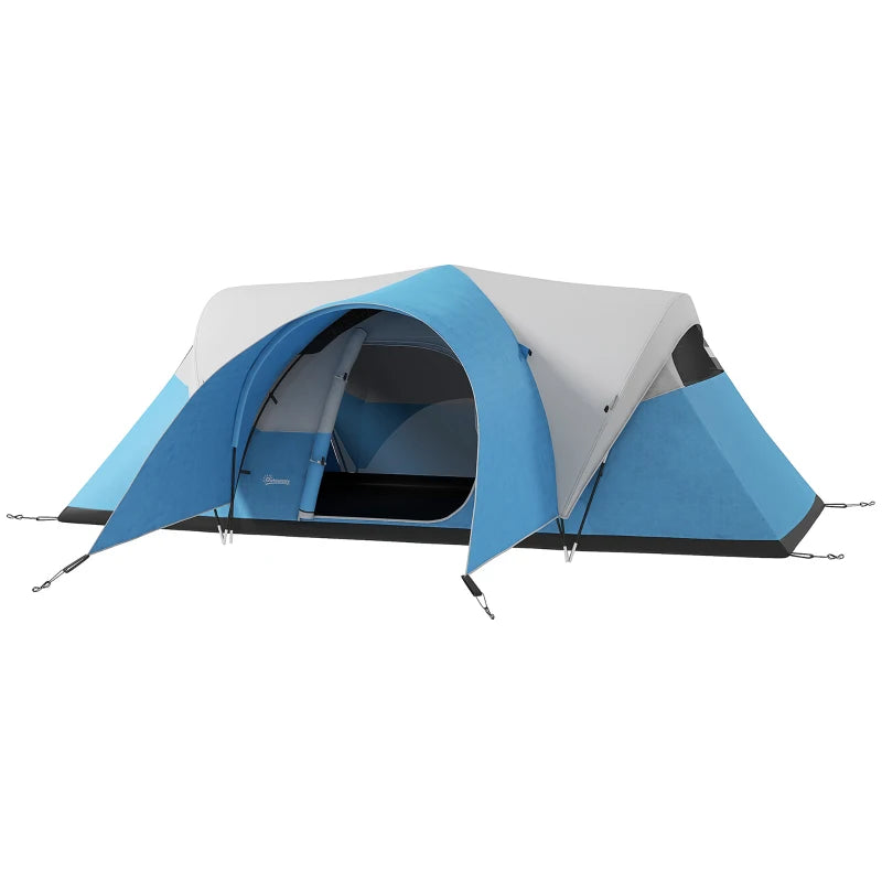 Blue 3000mm Waterproof Camping Tent for 5-6 People with Porch and Groundsheet