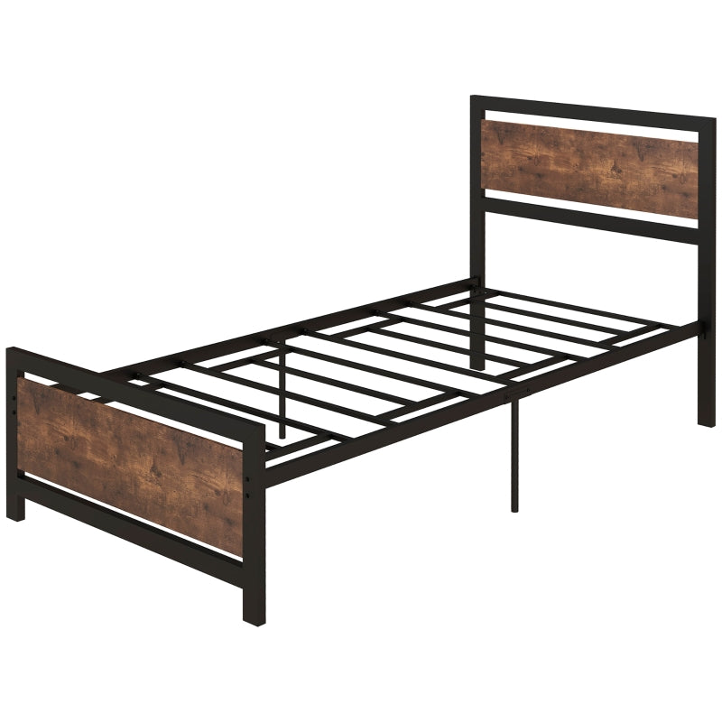 Black Metal Single Bed Frame with Storage Space