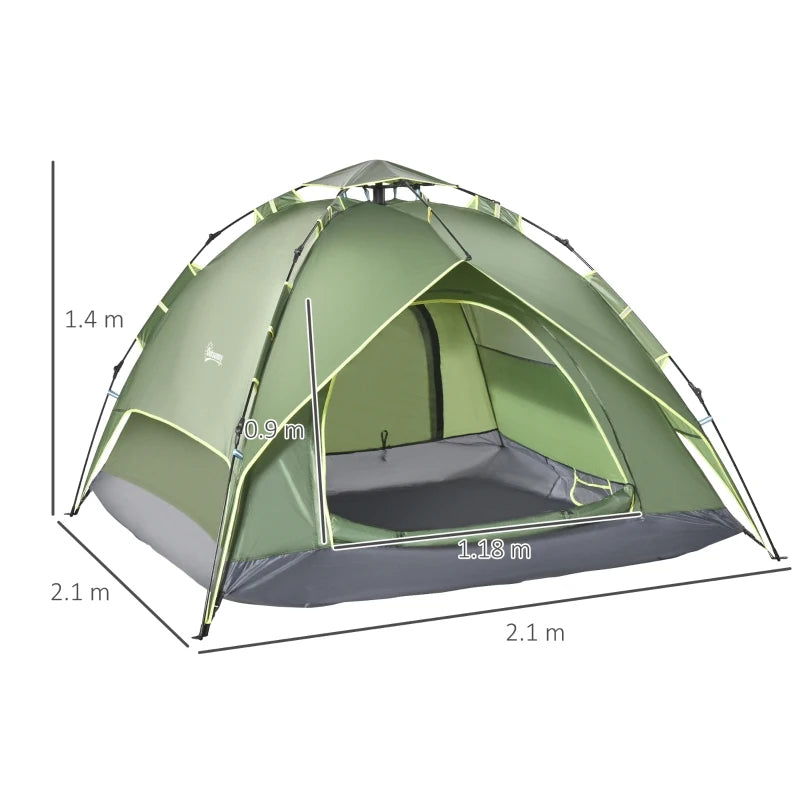 3-Person Automatic Pop-Up Camping Tent - Portable Double Layer, Blue