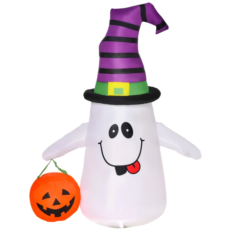 1.2m Halloween Witch Ghost Inflatable Decoration with LED Lights - Weather-Resistant