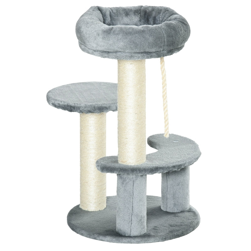 Grey 65cm Cat Tree with Sisal Scratching Posts and Perches