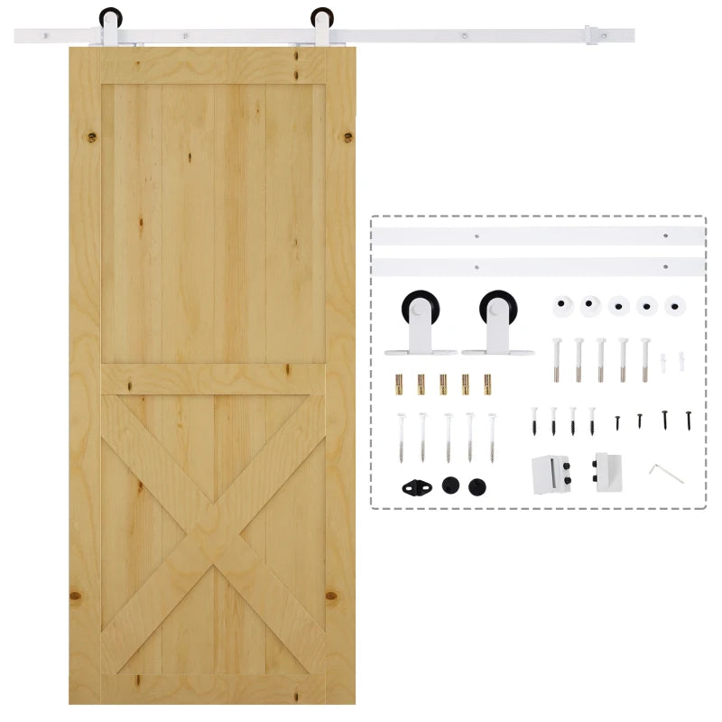 6FT White Rustic Sliding Barn Door Hardware Kit