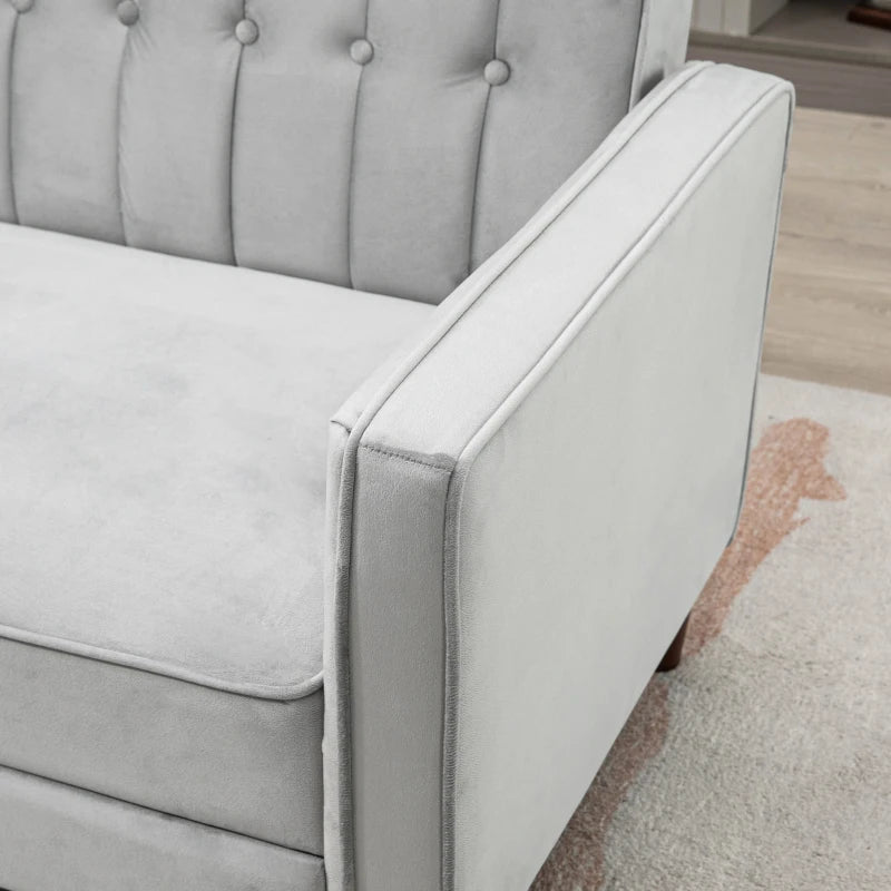 Light Grey Velvet Convertible Sofa Bed