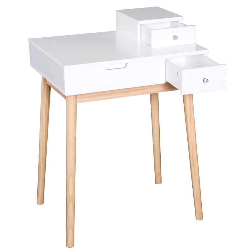 White Flip-Up Mirror Dressing Table Desk with 2 Drawers