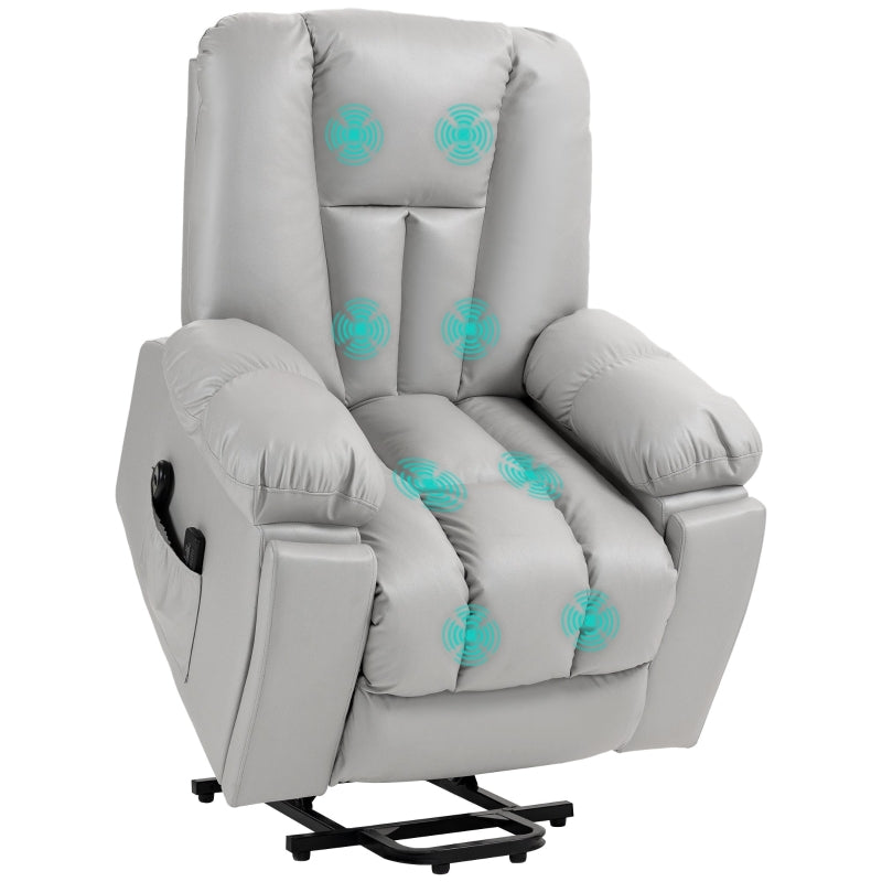 Light Grey Massage Recliner Chair with Heat and 8 Massage Points