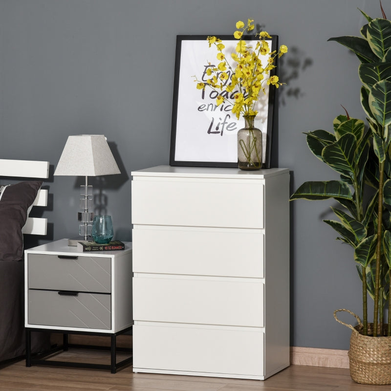 White 4-Drawer Storage Cabinet for Bedroom and Living Room