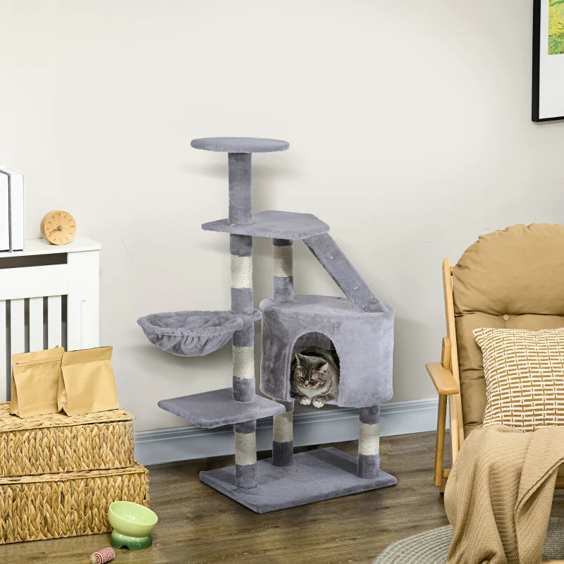 Grey Cat Tree Scratching Post Climbing Activity Center 125cm