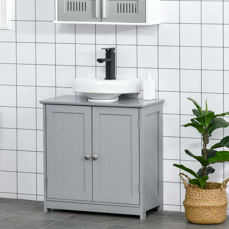 Grey Under-Sink Storage Cabinet with Adjustable Shelf - 60x60cm