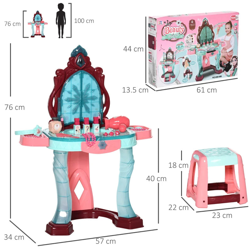 Magical Princess Dress-Up Set with Mirror, Light, and Sound - Pink/Blue